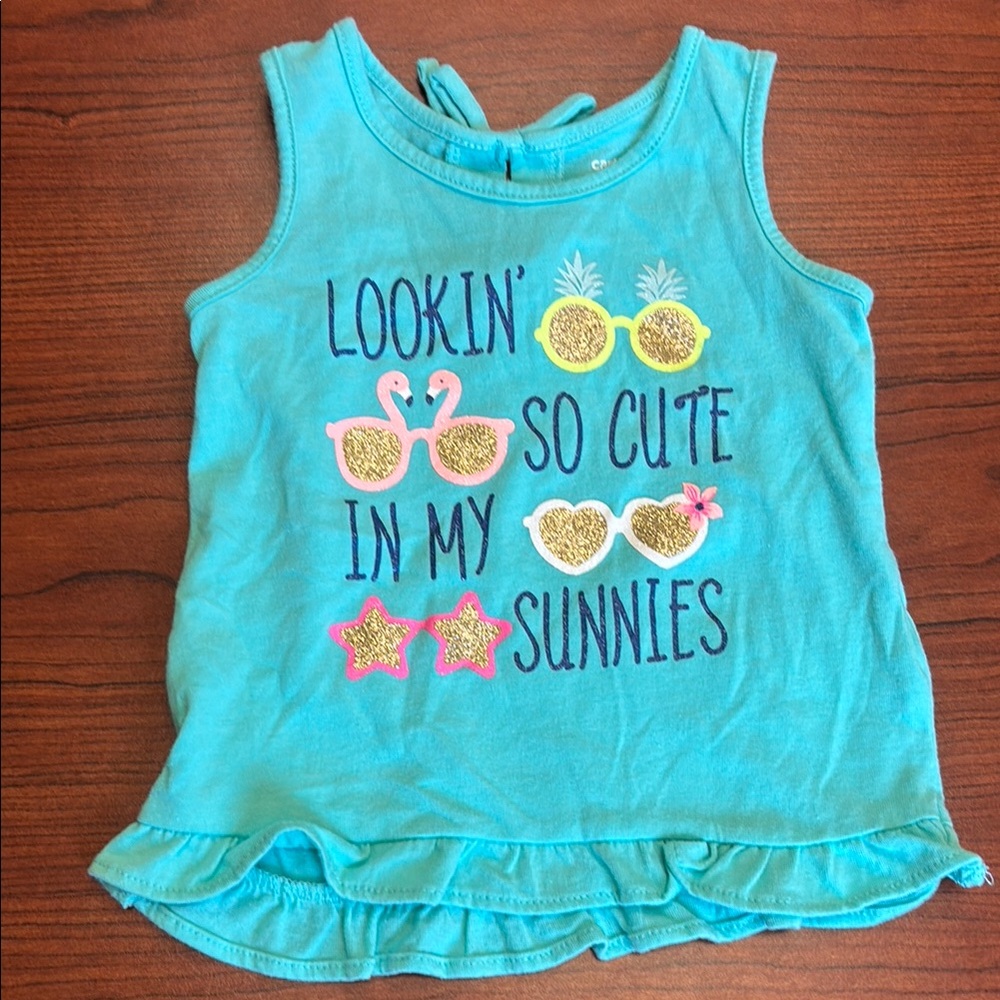Carter's Blue Summer Tank Top with Ruffled Hem